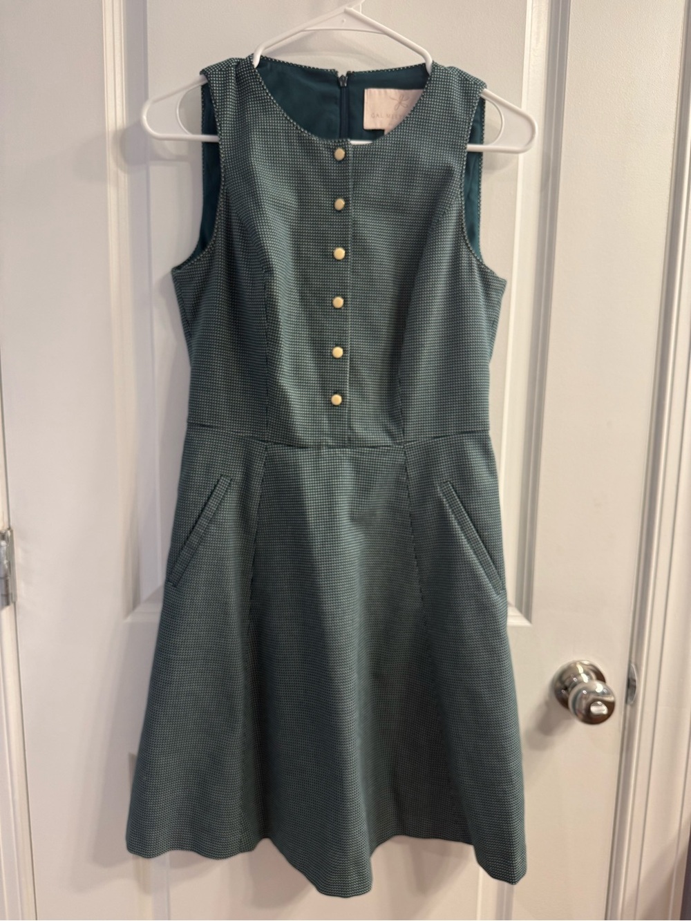 Gal Meets Glam Teal Sleeveless Button-Front Fit & Flare Dress